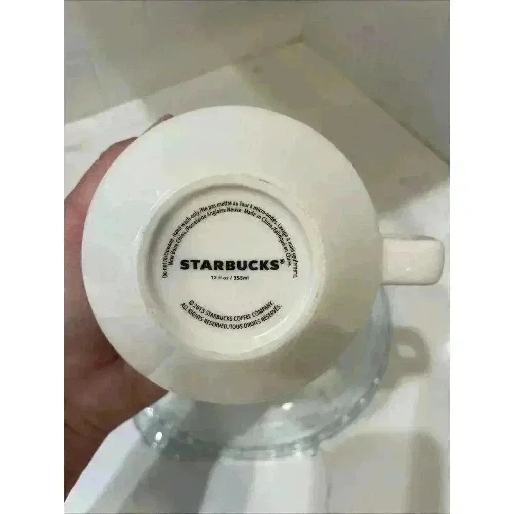 STARBUCKS 2015 Coffee Mug Artisan Series 06/08 Elevation 12 oz Blue Green